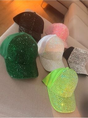Embellished Rhinestone Baseball Cap - Multiple Colors bundle of 6